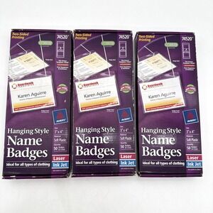 Lot of 3 Avery 74520 Hanging Style Name Badges 3x4 50/Pack New